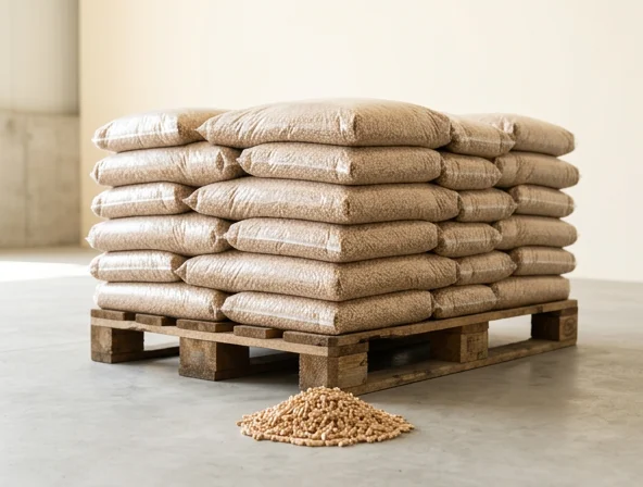 Palette de sacs de granulés de bois